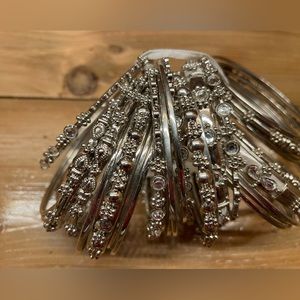 Beautiful Set of Silver Color Bangle 32 Total Bracelets
